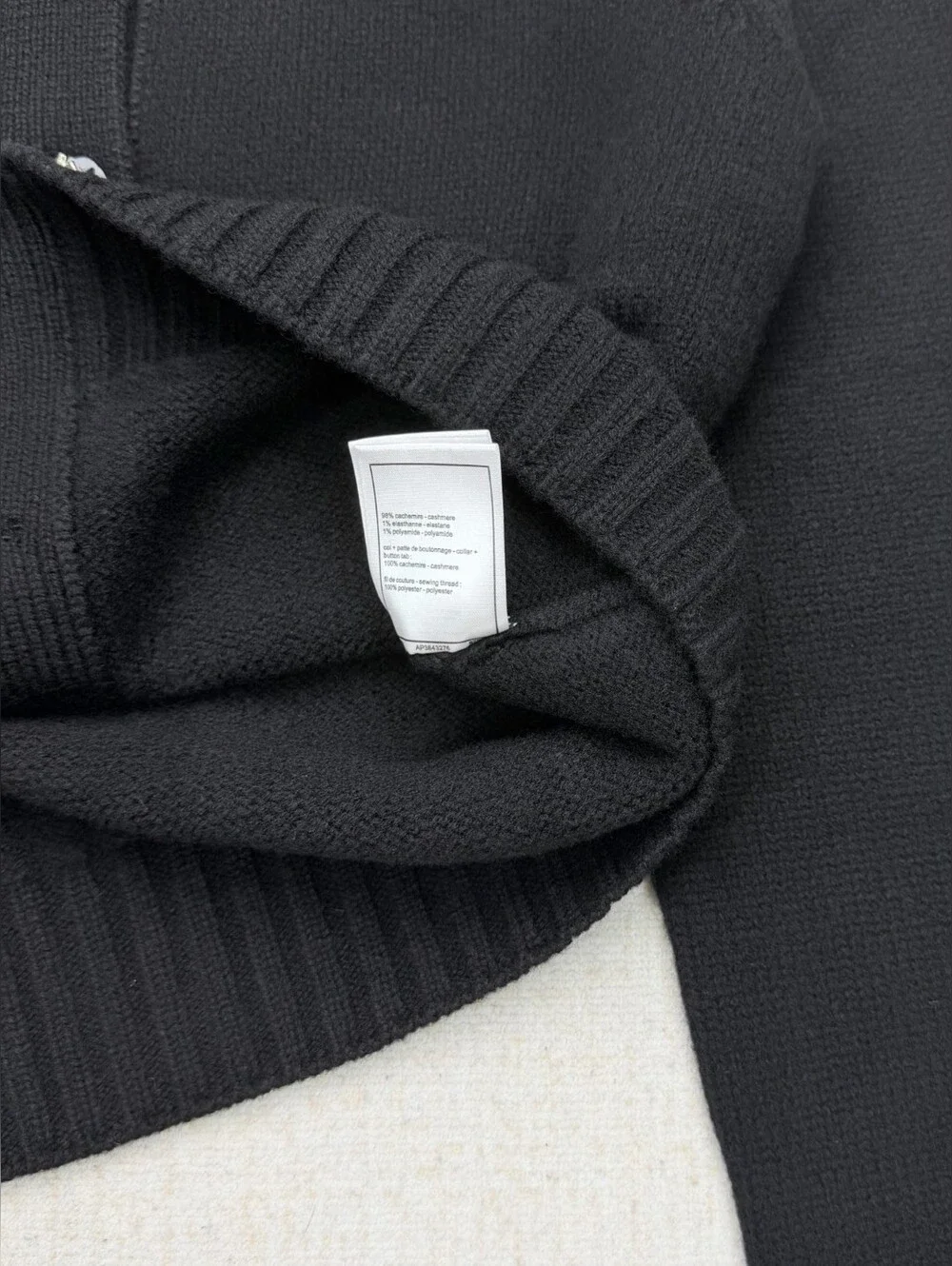 Chanel Black Button-Front Cashmere Cardigan
